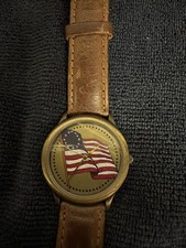 American Flag Analog Quartz Watch Patriotic New Battery Working