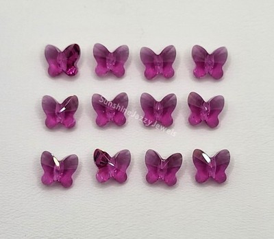 12pc Swarovski Crystal Fuchsia Butterfly 5754 Beads; 2 Sizes: 6mm or 8mm