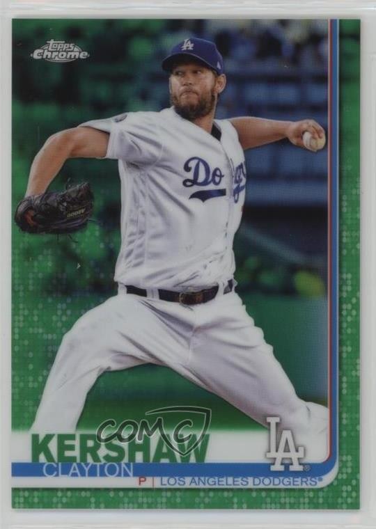 2019 Topps Chrome Green Refractor /99 Clayton Kershaw (Pitching) #112