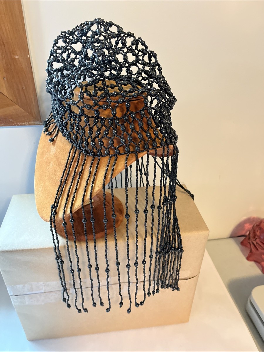 New with tags Callanan Millinery amazing wall and glass beaded flapper 1920s hat This season main image 2