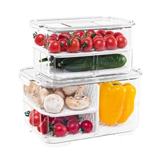 elabo Food Storage Containers Fridge Produce Saver- Stackable Refrigerator Or...