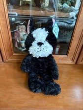Applause Kelly Toy Black  White 14" Plush Dog NWT