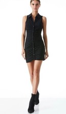 Alice & Olivia Black MARSHA SLEEVELESS RUCHED POLO MINI DRESS XS