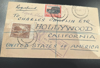 #ad 1930 South African cover to Charlie Chaplin Hollywood USA AR118 $275.00