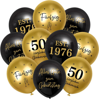 24 Stück Deko 50. Geburtstag,50er Deko Mann Frauen,Luftballons Gold Schwarz Männ