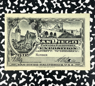 1915 U.S. San Diego Panama Pacific Exposition Souvenir Ticket Lot#HZ260 88x60mm