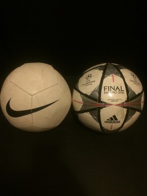 2 Ball Set: Adidas Milano Champions League Soccer Ball Size 5; Nike Pitch Team 5