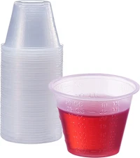 [1 Oz. - 100 Count] Plastic Disposable Medicine Measuring Cup for Liquid Medicin