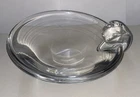 STEUBEN Vtg Signed Crystal Art Glass Modernist Ashtray Tilted Thick Base 5.25"
