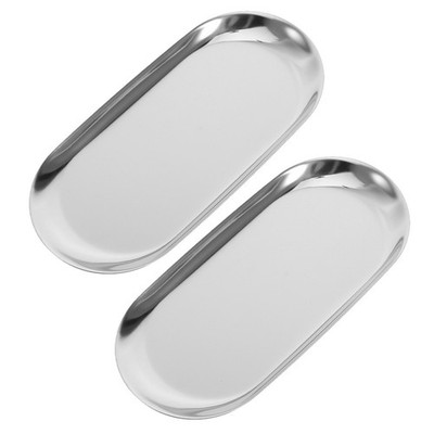  2 Pcs Dekorative Tabletts Serviertablett Edelstahl Serviertabletts Aus
