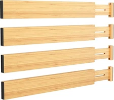  Drawer dividers, expandable bamboo dividers, adjustable cutlery and utensils