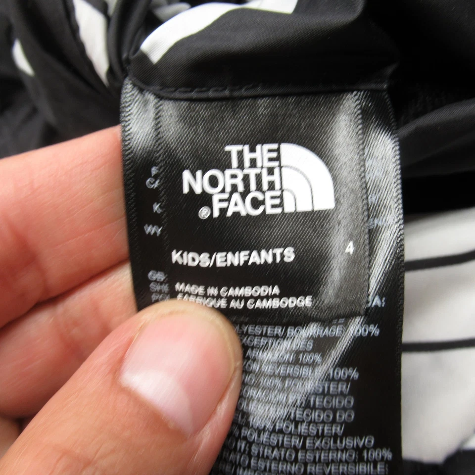 Chaqueta North Face Niños 4 Negra Reversible Puffer Aislada Resistente al Agua Difusa Foto 3 de 4