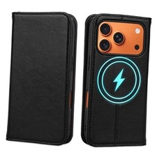Wallet Case for iPhone 17 Pro 6.3", Genuine Leather Flip Folio Case Compatible