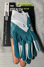 Grip Boost Stealth 5.0 Visegrip Football Gloves Adult Small Green Orange New