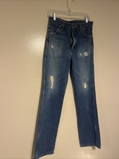 Wrangler 936DEN Cowboy Cut Slim Fit Jeans 32x32 Medium Blue Denim USA Fabric Vtg