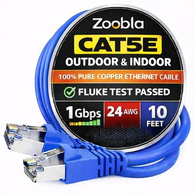 Cat5e UTP Ethernet Patch Cable, LAN Cable, RJ-45 Connectors, 1000Mbps,10 Feet