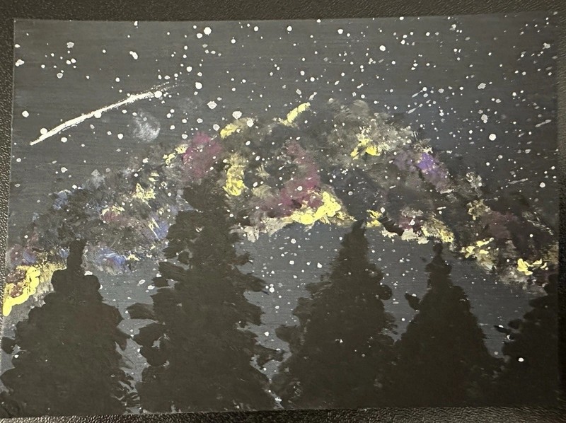 ACEO perseids Meteor shower in lake Tahoe Painting original