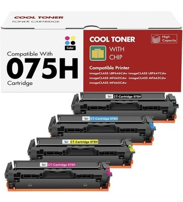 075H Toner Cartridges High Yield 4 Pack BCMY Compatible with Canon Printers