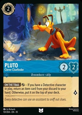 Lorcana Pluto - Clever Cluefinder Whispers in the Well 157/204 Cold Foil NM