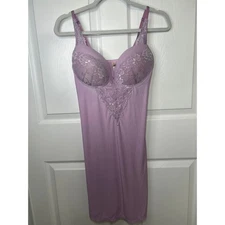 Rhonda Shear Lavender Lace Chemise Shaping Slip Dress Medium Sleepwear Lingerie