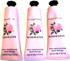 Crabtree Evelyn ROSEWATER Ultra-Moisturizing Hand Therapy .9 oz/25 g, NEW x 3
