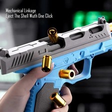 Shell Ejecting Toy Pistol - Soft Bullet Blaster with Slide Action  2 Mags