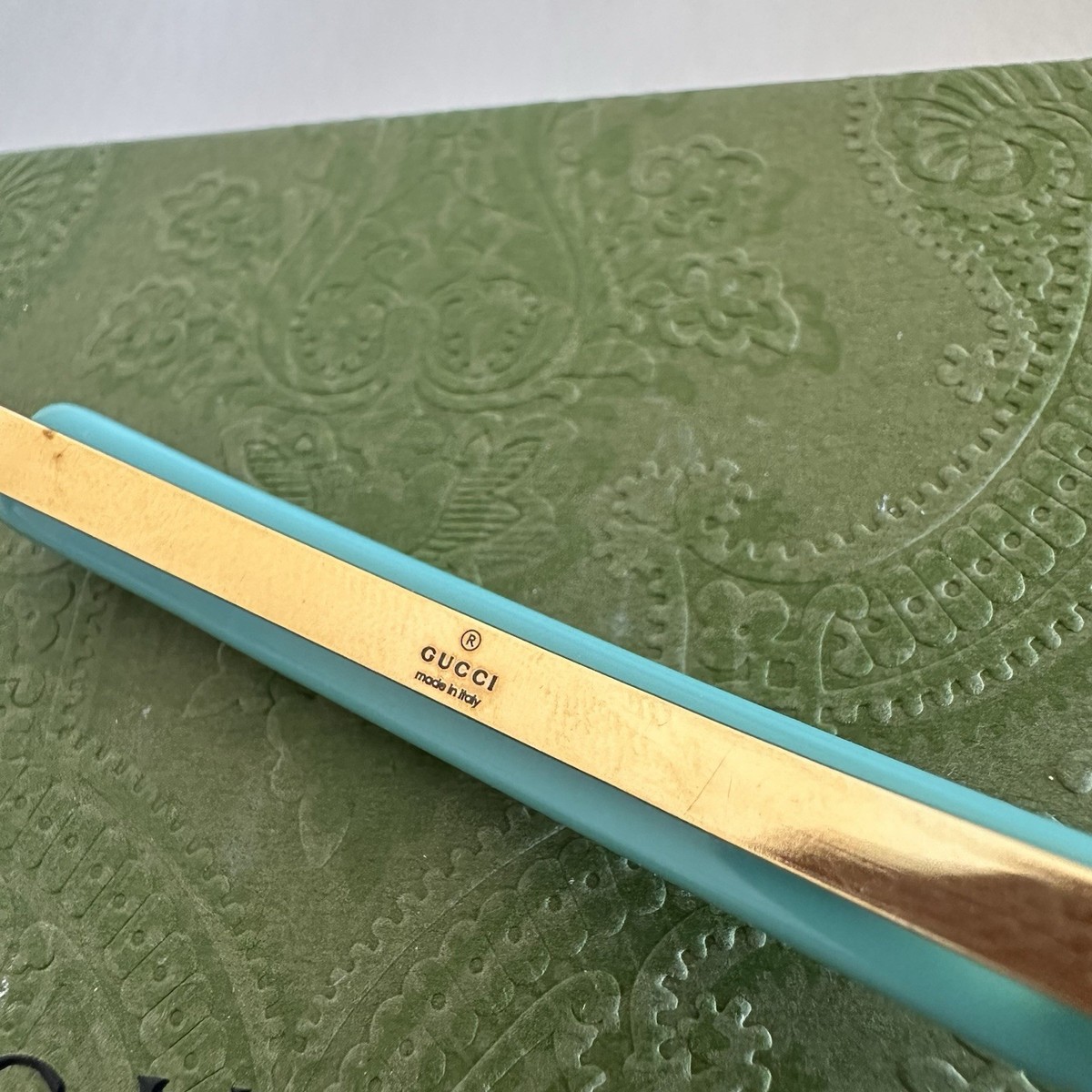 GUCCIヘアーピン GUCCI' hair slide with crystals in tortoiseshell resin