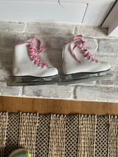 Double Blade Child White Ice Skates Size 8
