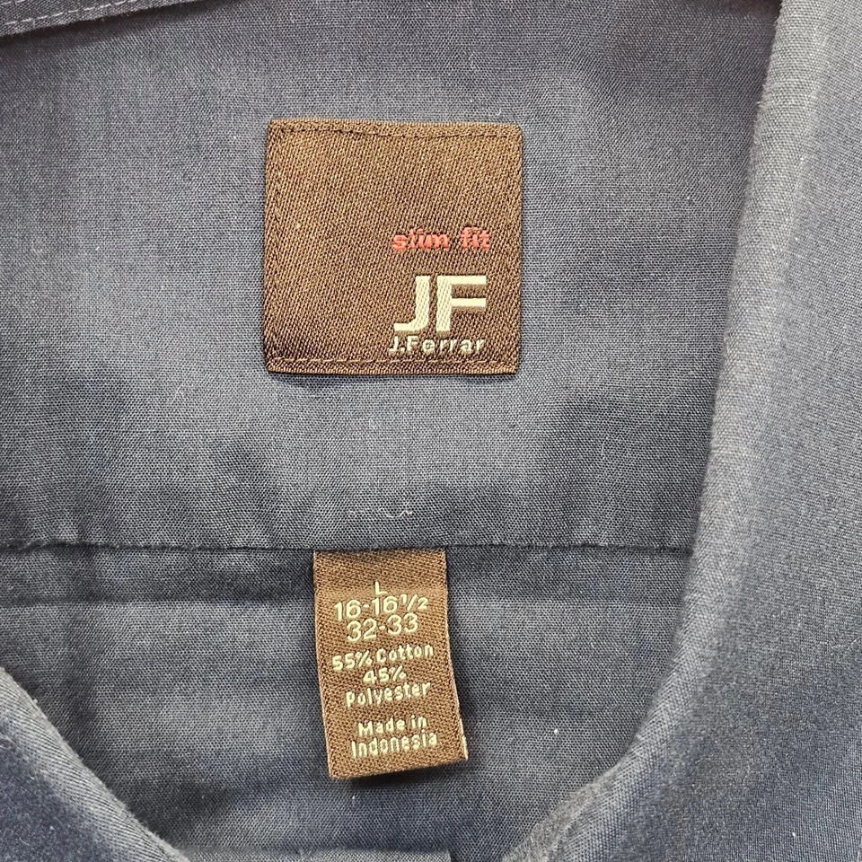 Camisa de vestir para hombre JF J. Ferrar L azul verdoso oscuro algodón poliéster calce ajustado Foto 3 de 4