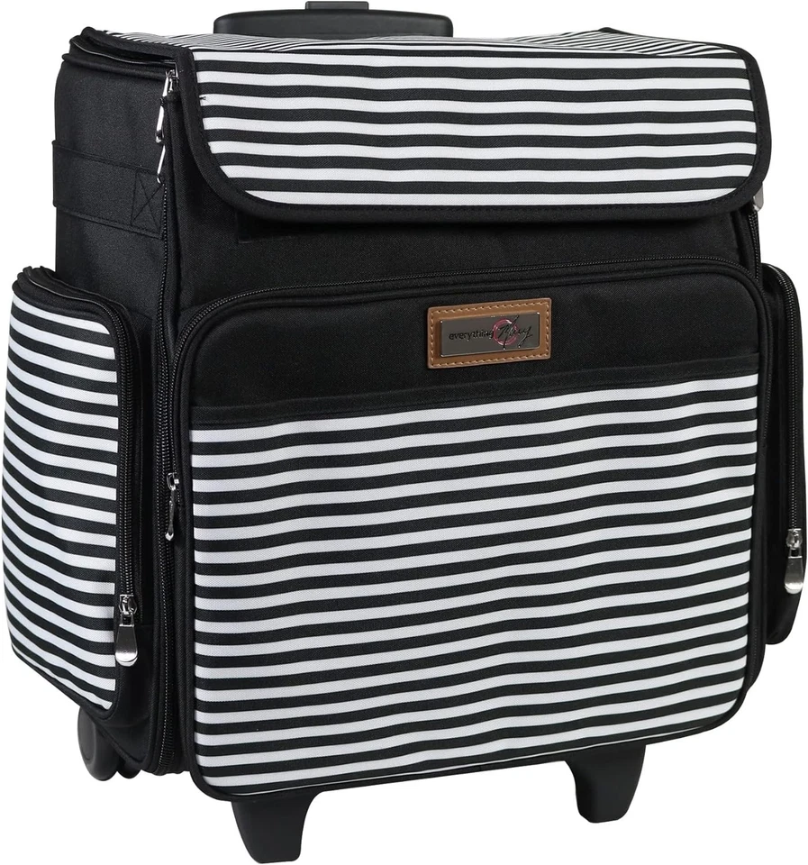 Organizador de artesanía enrollable plegable - Bolso de mano a rayas blanco y negro para suministros de arte Foto 3 de 4