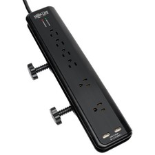 Tripp Lite 6FT 6 Outlet 2100 Joules Desk Mount Surge Protector - Black