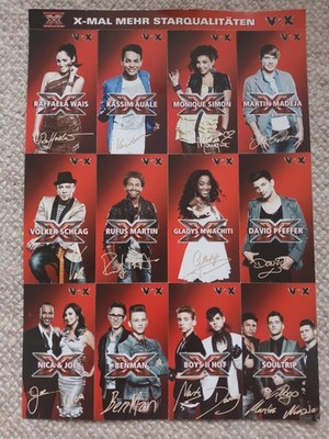 X FACTOR DEUTSCHLAND - VOX - 2011 - STECKBRIEFE DER 12 KANDITATEN -DIN A 4 PAPPE
