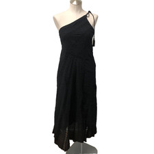 Free People Bella One Shoulder Maxi Dress Womens XS Black Whimsigoth Dark Fairy