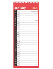 2026 Slim month to view spiral bound wall planner organiser calendar SLMTV