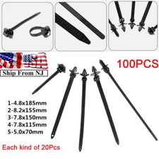 USA 100X Mixed Car Line Cable Ties Zip Tie Clip Wiring Loom Harness Fastener Kit