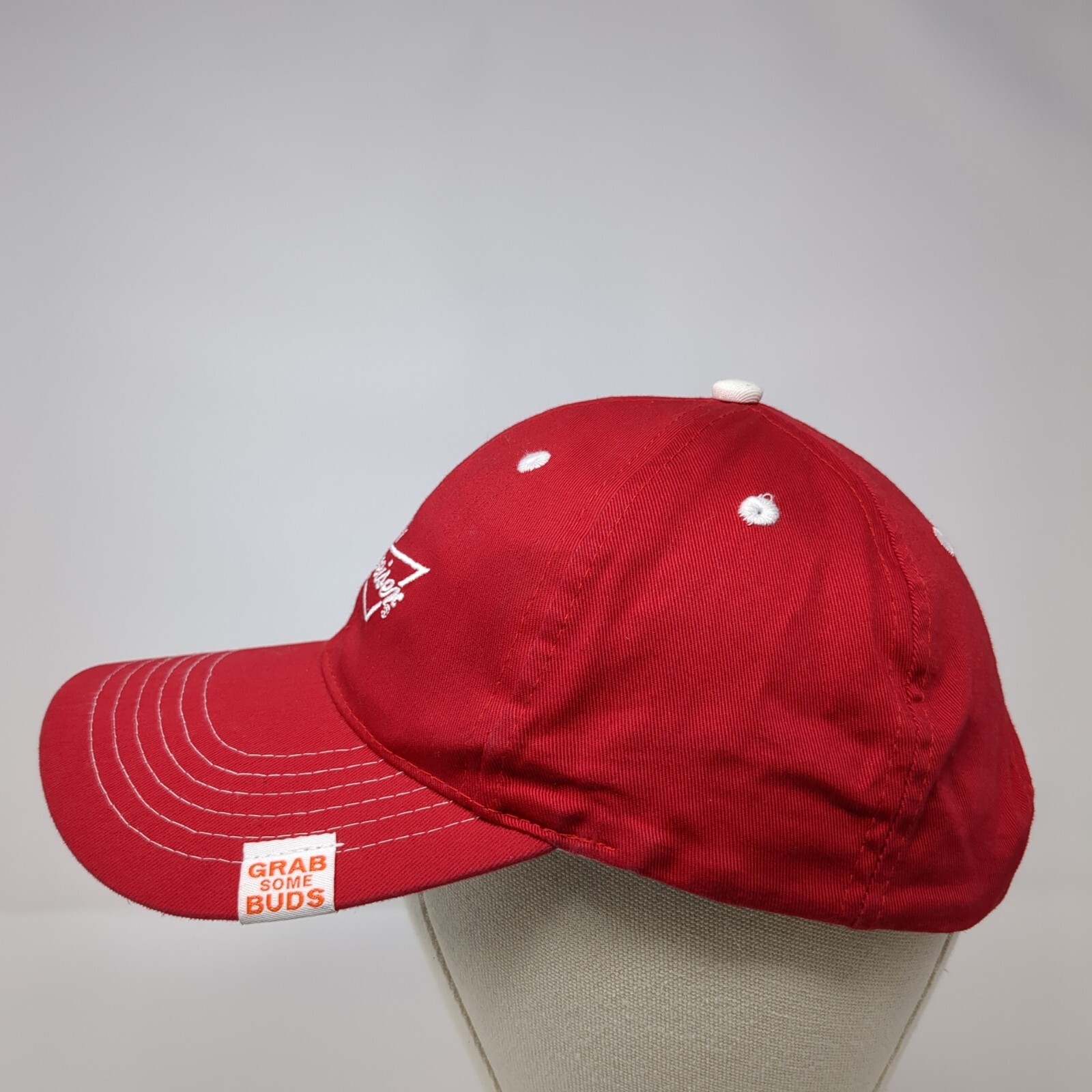 Budweiser Strapback Hat Red OSFA Adjustable Embro… - image 3