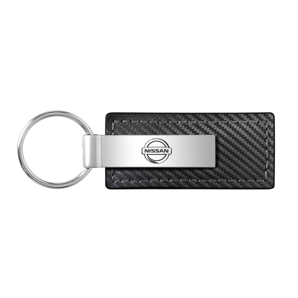 for Nissan Logo Black Carbon Fiber Look Leather Key Chain | eBay