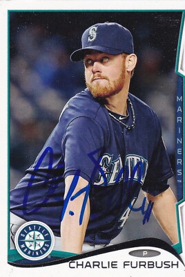 CHARLIE FURBUSH SEATTLE MARINERS SIGNED 2014 TOPPS BASEBALL CARD