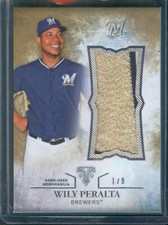 2015 Triple Threads WILY PERALTA Game Used Jersey PATCH Relic Brewers #1/9