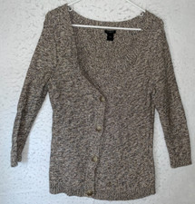 Ann Taylor 3/4 sleeve Button Down Cardigan Sweater Womens sz S 100 Cotton Knit