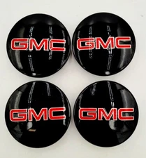 OEM GMC Polished Black and Red 3.25" Center Cap - 22837060 - SET OF 4