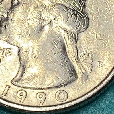 Rare 1990 D Washington Quarter, DDO And DDR, Multiple Errors Coin