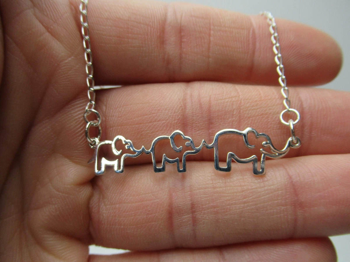 Two elephant best sale necklace