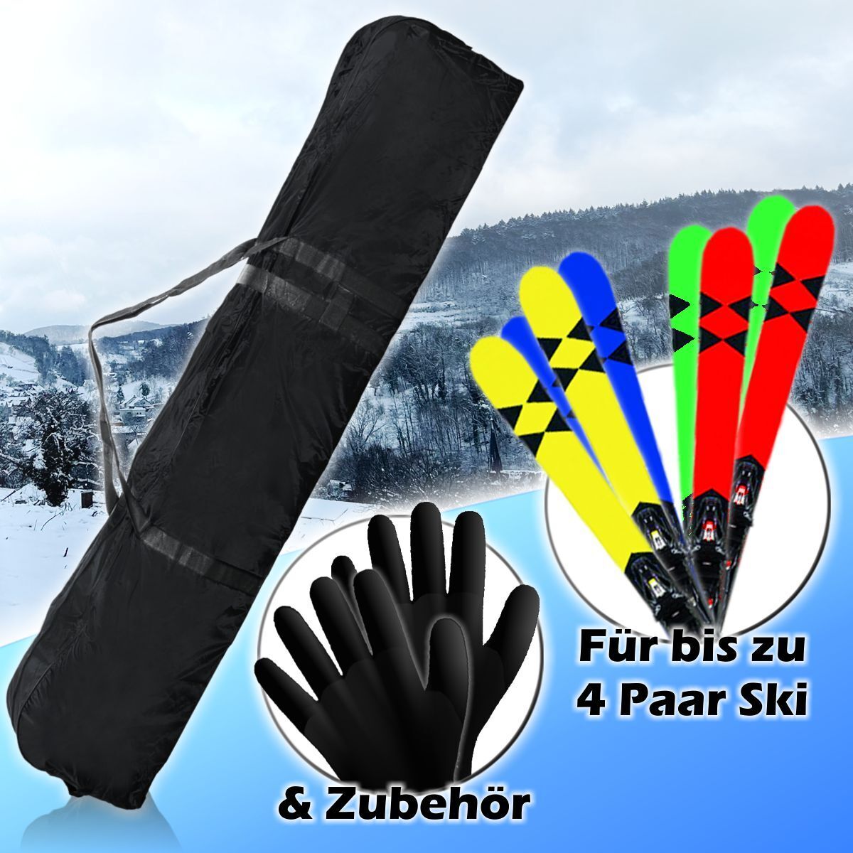 PREMIUM Skisack Skitasche 4 Paar Ski + Zubehör 2m Tasche Schutz Bag  Skicover | eBay