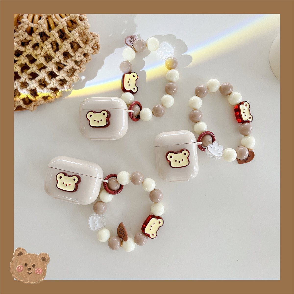 Khaki Bear Anti-Drop Case for AirPods Pro 1 2 3 4-image