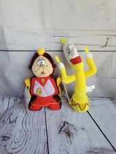 VTG Disney Store Beauty  the Beast Bean Bag Plush Lot of 2 Lumiere Cogsworth