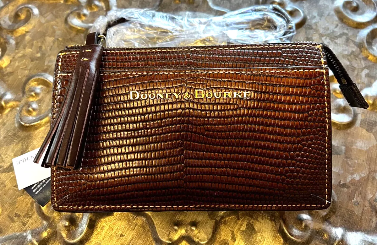 DOONEY BOURKE GINGY Embossed Leather Crossbody Bag CHESTNUT BROWN T MORO NWT