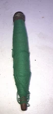 Antique wooded textile spindle Bobbin With Thread  Primitive 9” Long