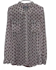 Style & Co Women's Size L Mixed-Print Roll Tab Long Sleeve Shirt