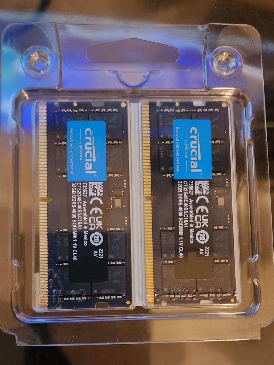 Crucial 64GB DDR5-4800 SODIMM Memory Kit - Black